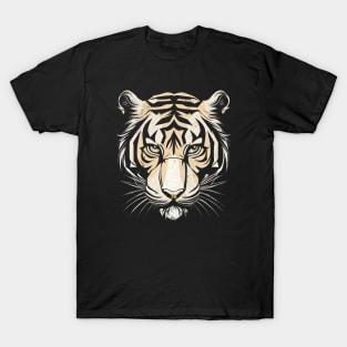 Tiger Head Vintage , beige and black T-Shirt